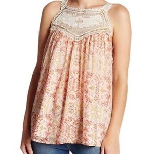 Joie NEW Orange Medium M Floral Crocket Yoke Tank
